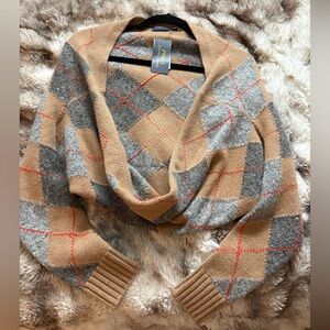 Polo Ralph Lauren Wool Cashmere Plaid Shrug Sweater